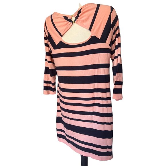 Crown & Ivy Orange & Black Striped Sundress Sz Medium with Gold Bracket - Picture 3 of 7